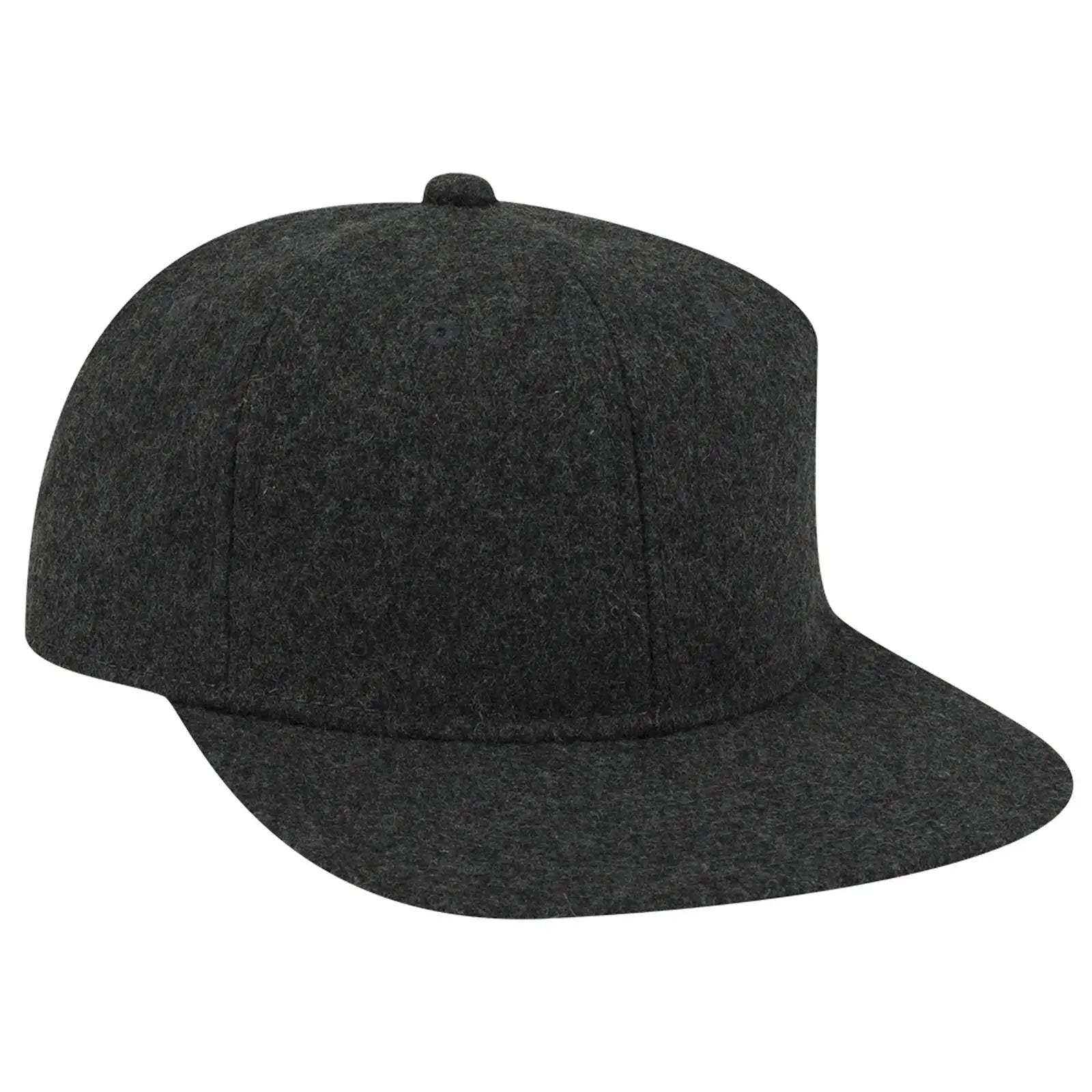 OTTO 148-1200 6 Panel Mid Profile Flat Visor Strapback Cap - Heath. Black - Heath. Black / 6 1/2’’ - 7 5/8’’