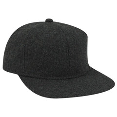 OTTO 148-1200 6 Panel Mid Profile Flat Visor Strapback Cap - Heath. Black - Heath. Black / 6 1/2’’ - 7 5/8’’