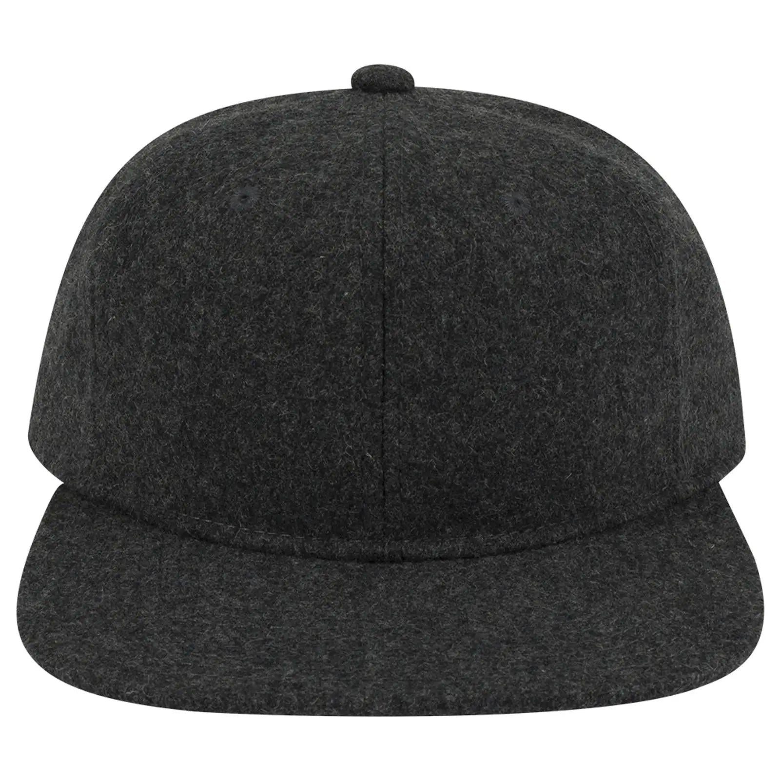 OTTO 148-1200 6 Panel Mid Profile Flat Visor Strapback Cap - Heath. Black - Heath. Black / 6 1/2’’ - 7 5/8’’