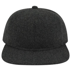 OTTO 148-1200 6 Panel Mid Profile Flat Visor Strapback Cap - Heath. Black - Heath. Black / 6 1/2’’ - 7 5/8’’