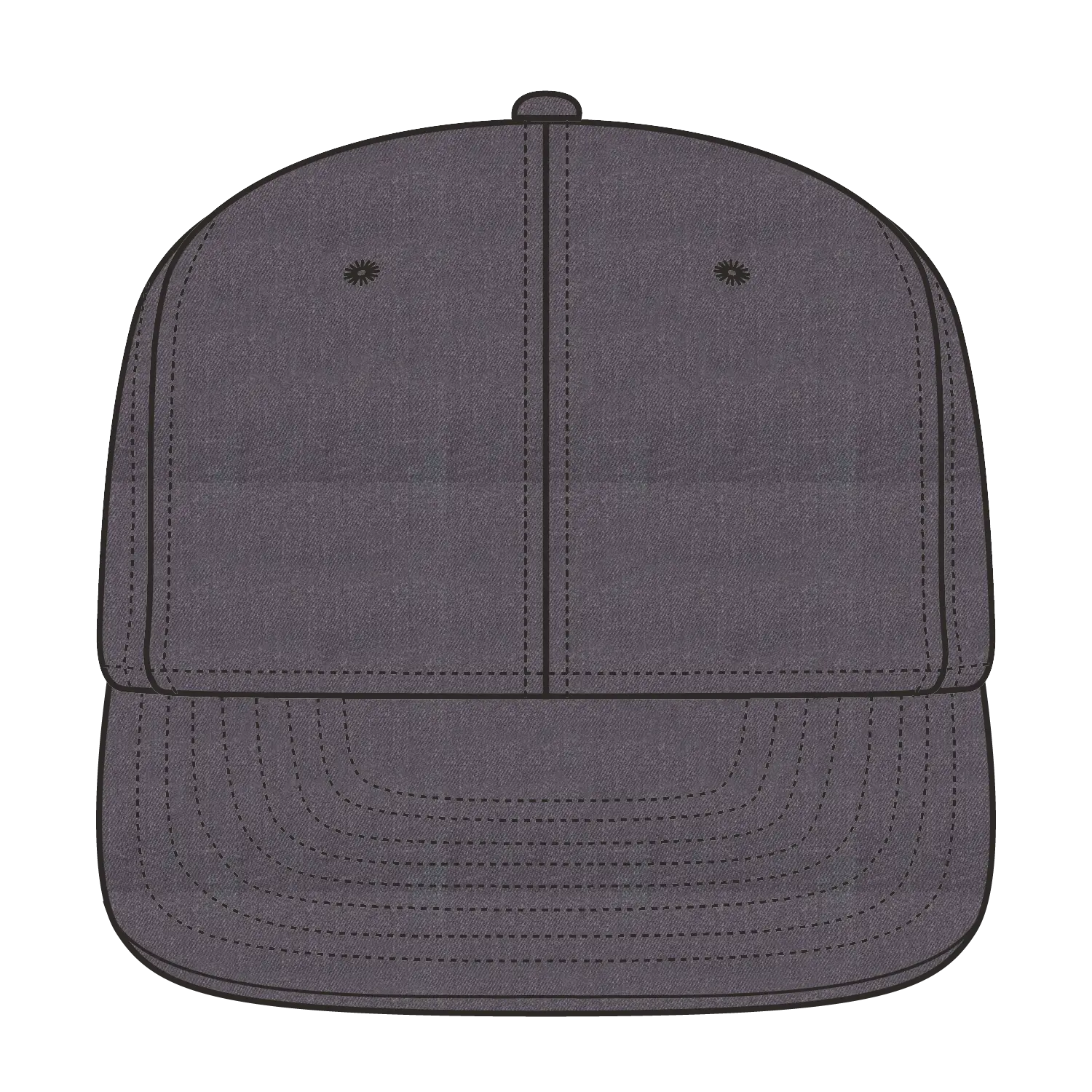 OTTO 148-1200 6 Panel Mid Profile Flat Visor Strapback Cap - Heath. Black - Heath. Black / 6 1/2’’ - 7 5/8’’