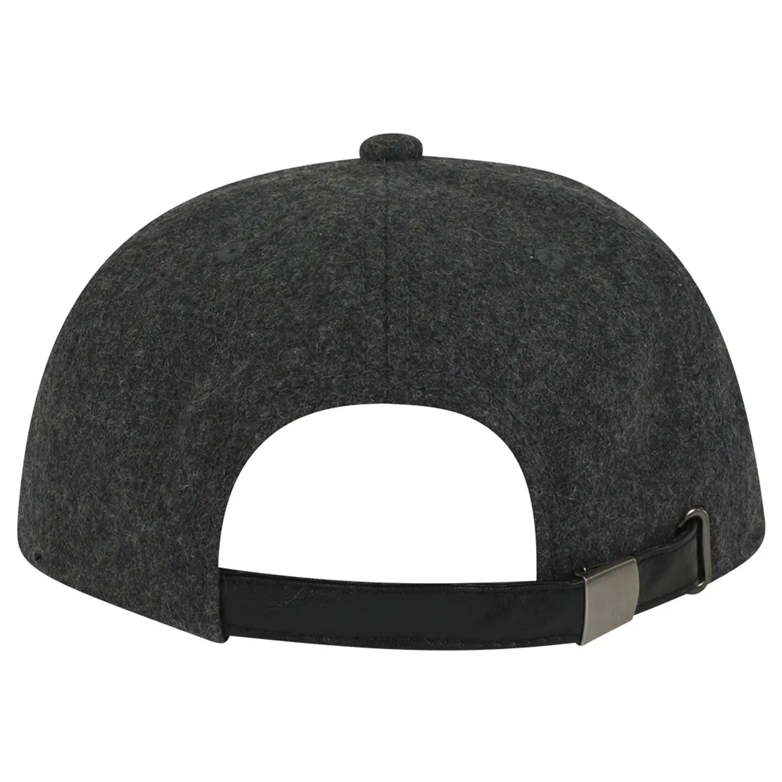 OTTO 148-1200 6 Panel Mid Profile Flat Visor Strapback Cap - Heath. Black - Heath. Black / 6 1/2’’ - 7 5/8’’
