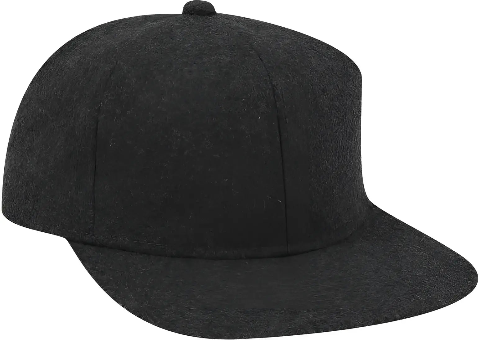 OTTO 148-1200 Melton Wool Blend Twill Square Flat Visor 6 Panel Pro Style Baseball Cap - Heather Black - Black