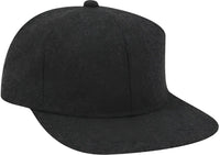 OTTO 148-1200 Melton Wool Blend Twill Square Flat Visor 6 Panel Pro Style Baseball Cap - Heather Black - Black