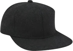 OTTO 148-1200 Melton Wool Blend Twill Square Flat Visor 6 Panel Pro Style Baseball Cap - Heather Black - Black