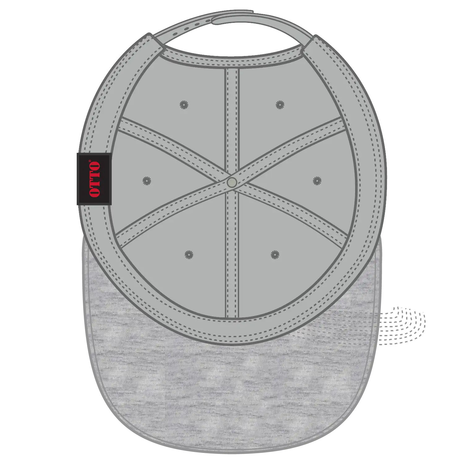 OTTO 148-1218 ’OTTO Snap’ 6 Panel Mid Profile Snapback Cap - Heath.Gry/Gry - Heath.Gry/Gry / 6 1/2’’ - 7 5/8’’