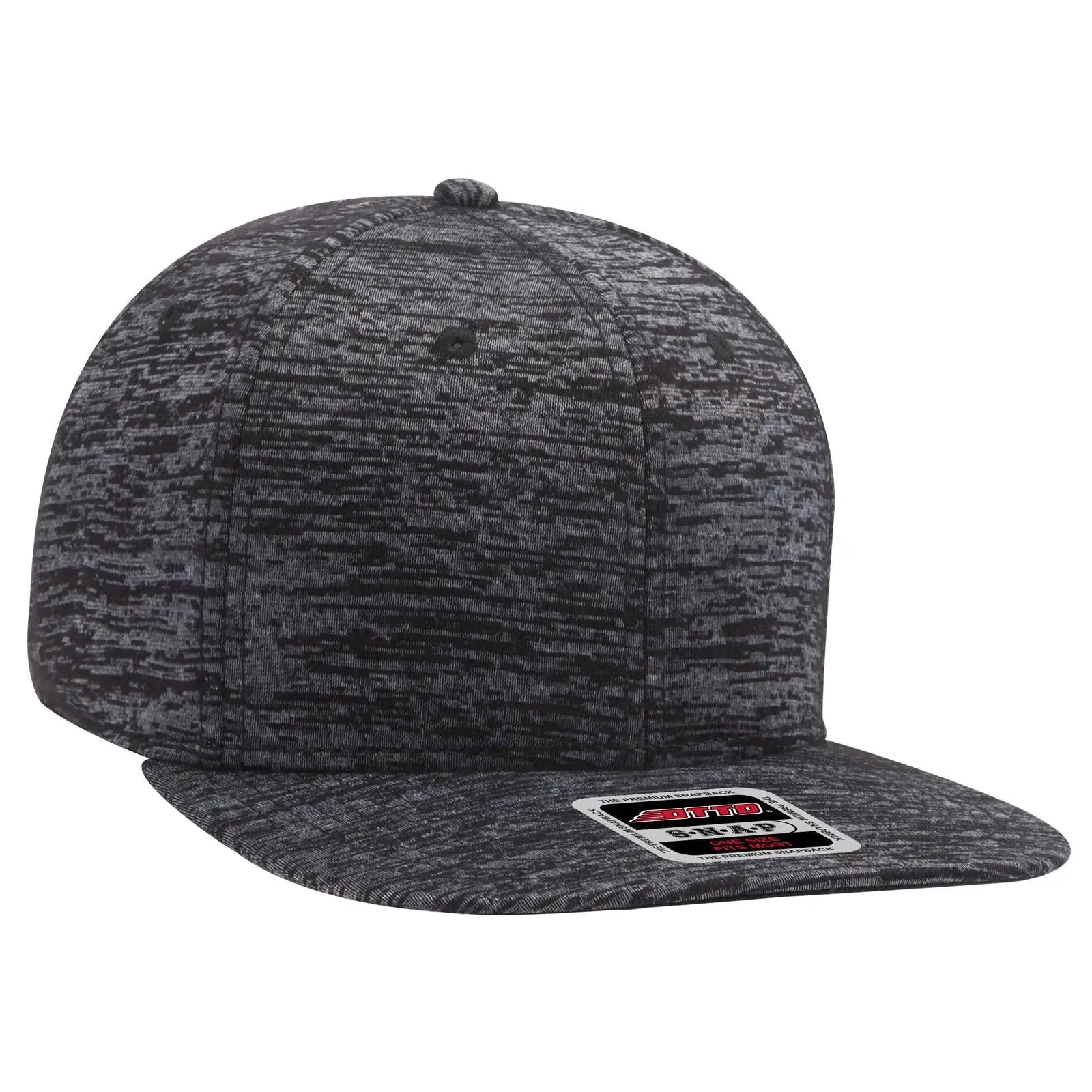 OTTO 148-1218 ’OTTO Snap’ 6 Panel Mid Profile Snapback Cap - Heath. Black - Heath. Black / 6 1/2’’ - 7 5/8’’