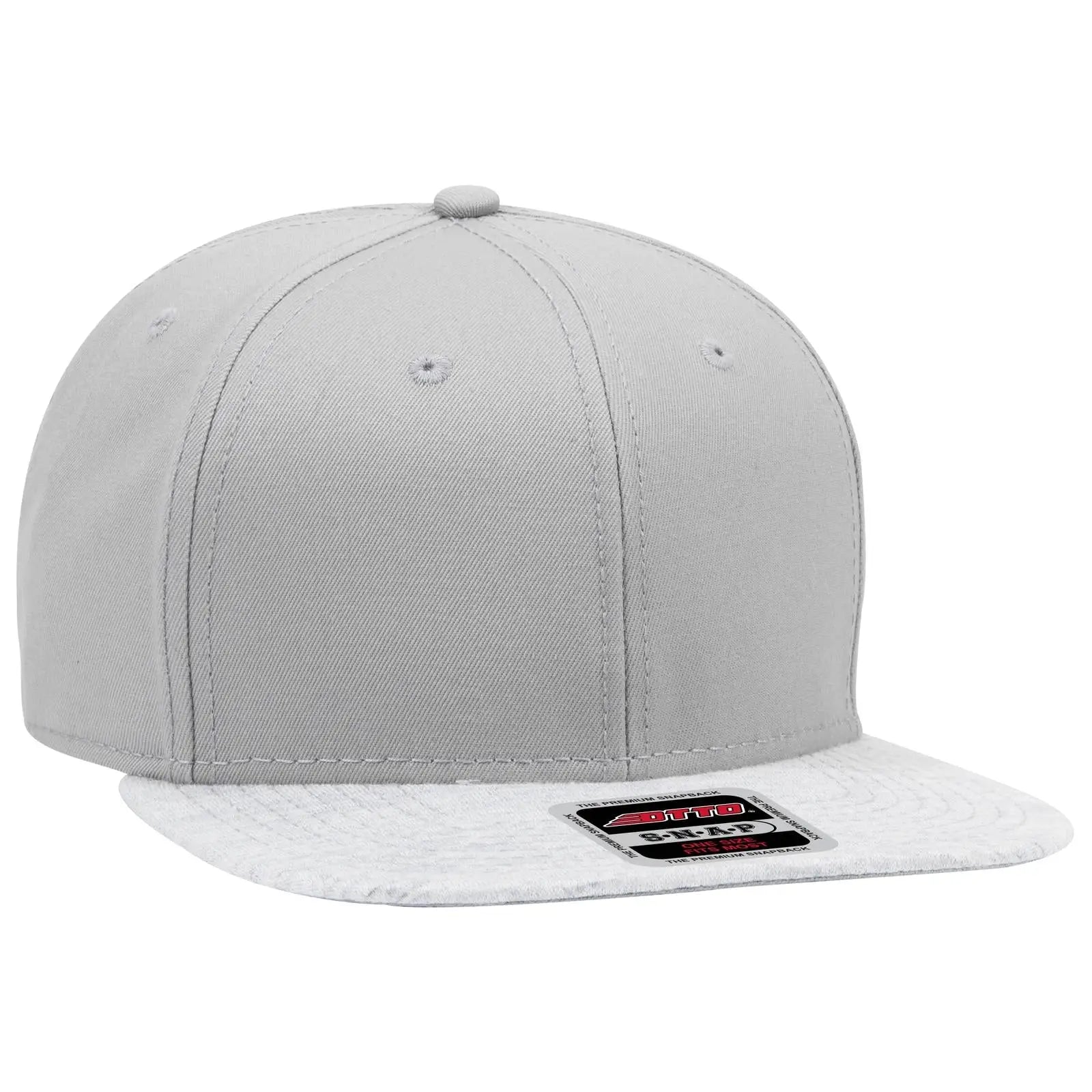 OTTO 148-1218A ’OTTO Snap’ 6 Panel Mid Profile Snapback Cap - Heath.Gry/Gry - Heath.Gry/Gry / 6 1/2’’ - 7 5/8’’