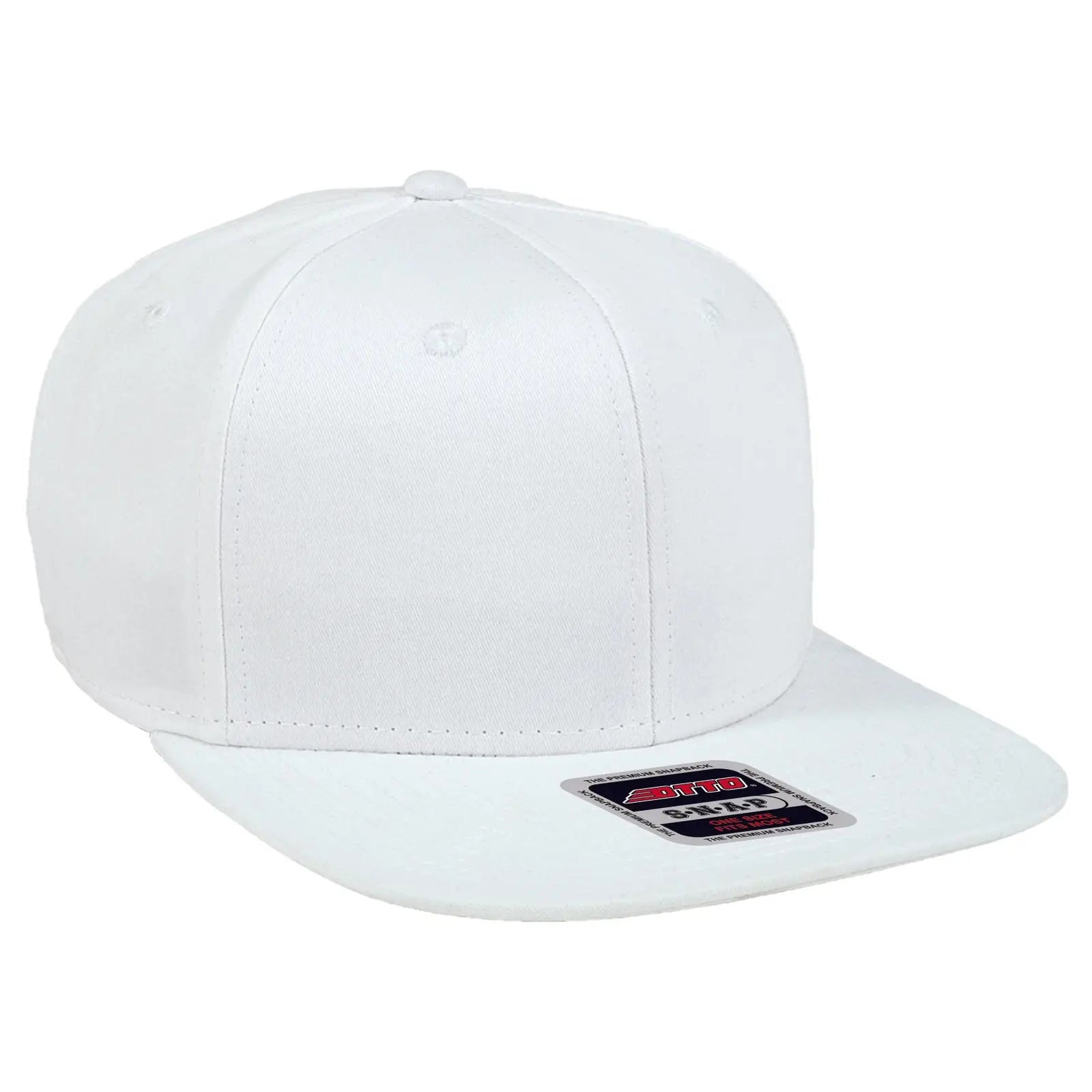 OTTO 148-1224 ’OTTO Snap’ 6 Panel Mid Profile Snapback Cap - White - White / 6 1/2’’ - 7 5/8’’