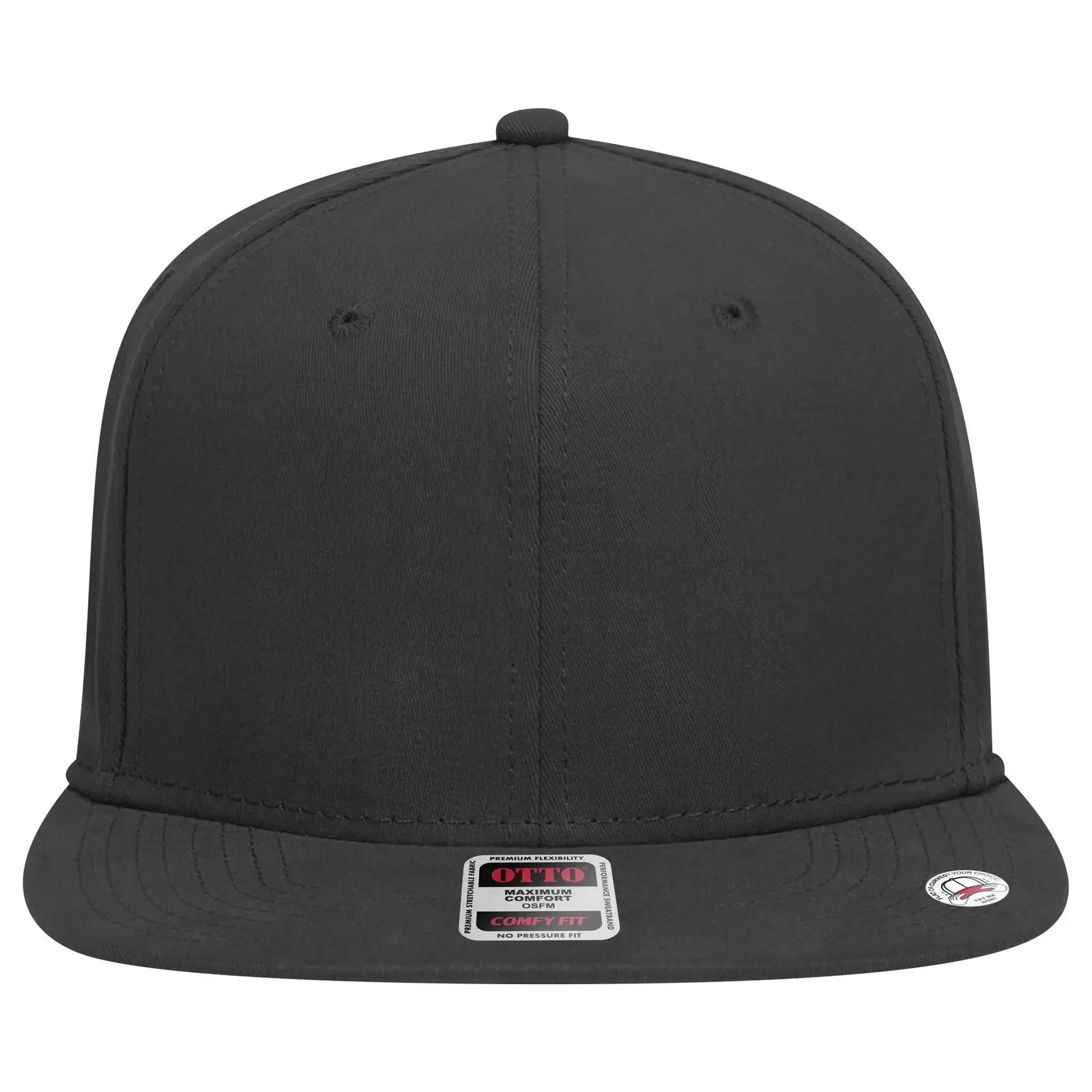OTTO 148-1228 ’OTTO Comfy Fit’ 6 Panel Pro Style Snapback Cap - Black - Black / 6 1/2’’ - 7 5/8’’
