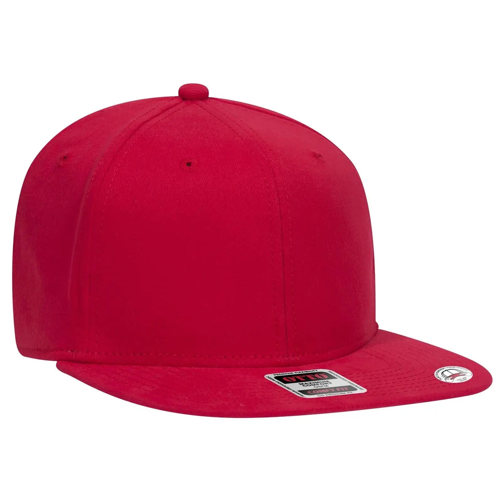 OTTO 148-1228 ’OTTO Comfy Fit’ 6 Panel Pro Style Snapback Cap - Red - Red / 6 1/2’’ - 7 5/8’’