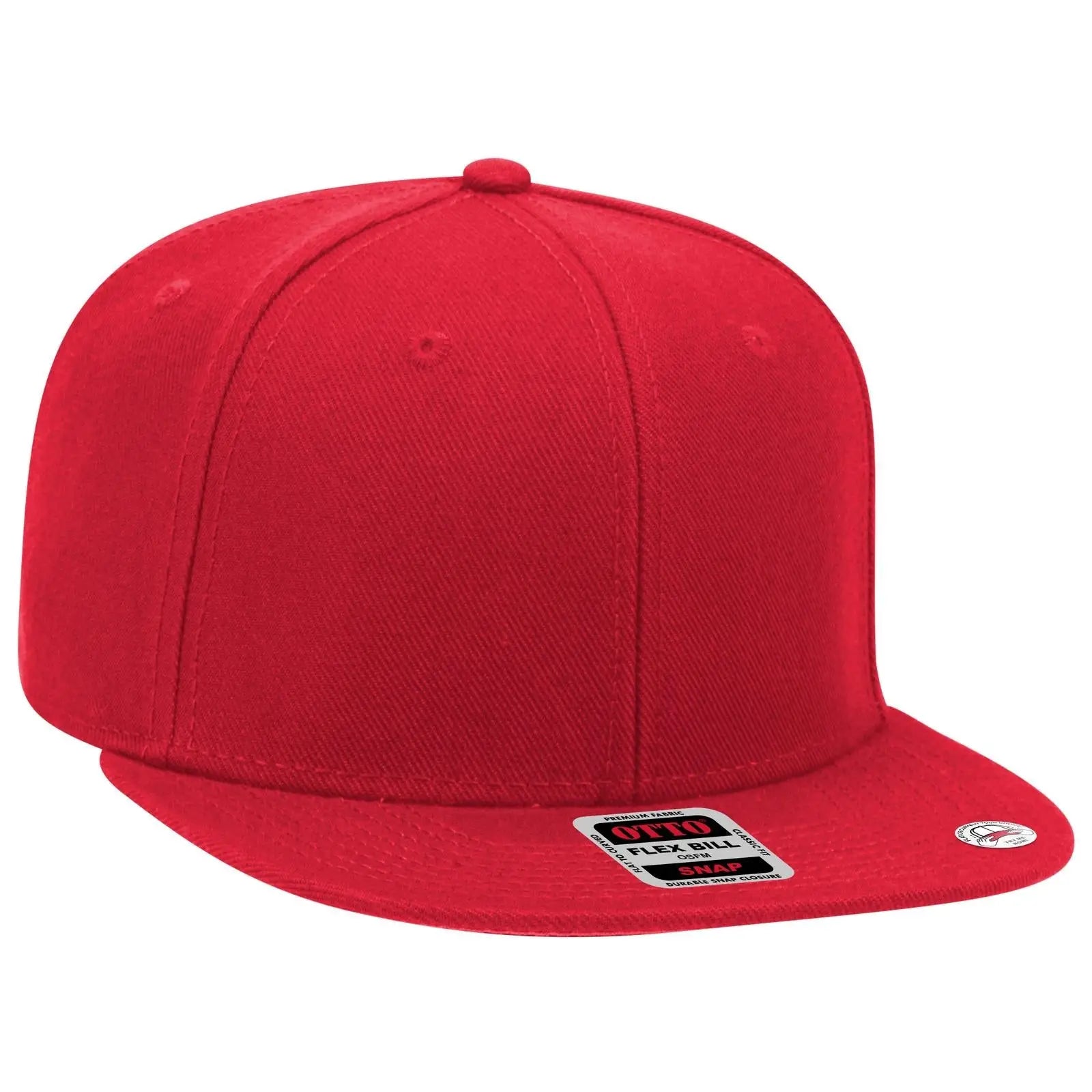 OTTO 148-1267 ’OTTO Snap’ 6 Panel Pro Style Snapback Cap - Red - Red / 6 1/2’’ - 7 5/8’’