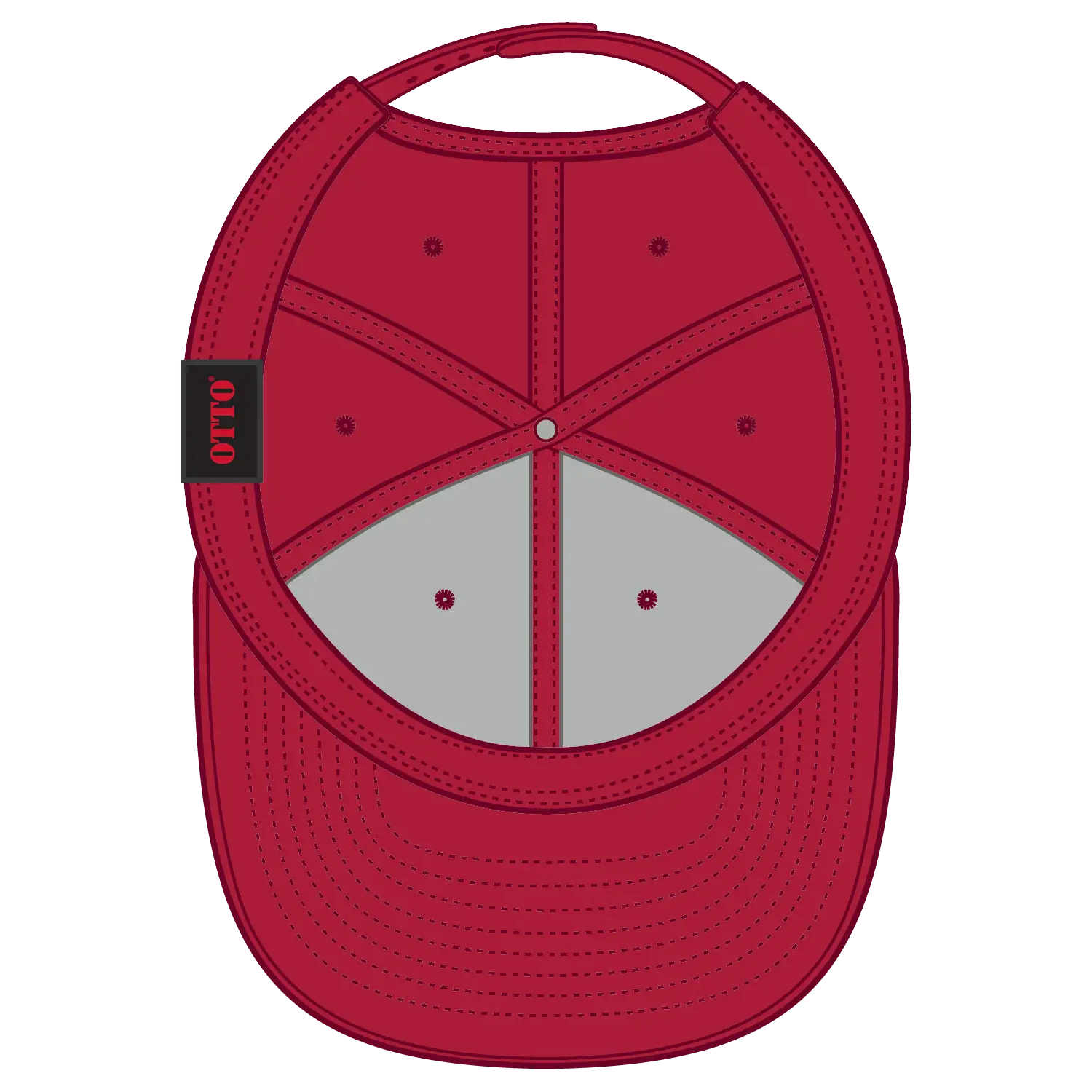 OTTO 148-1267 ’OTTO Snap’ 6 Panel Pro Style Snapback Cap - Red - Red / 6 1/2’’ - 7 5/8’’