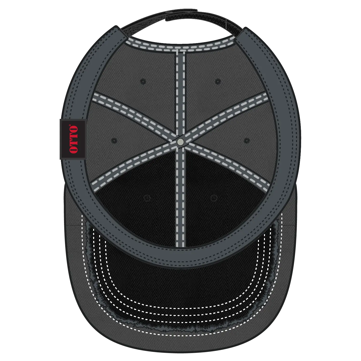 OTTO 149-1091 6 Panel Low Profile Dad Cap - Blk/Blk/Ch.Gry - Blk/Blk/Ch.Gry / 6 1/2’’ - 7 5/8’’