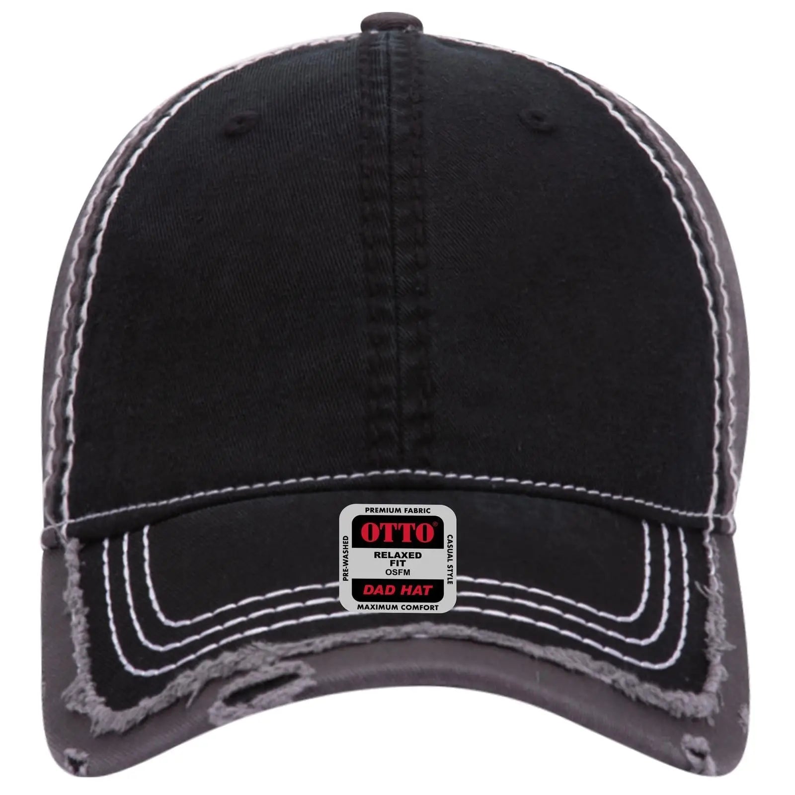 OTTO 149-1091 6 Panel Low Profile Dad Cap - Blk/Blk/Ch.Gry - Blk/Blk/Ch.Gry / 6 1/2’’ - 7 5/8’’