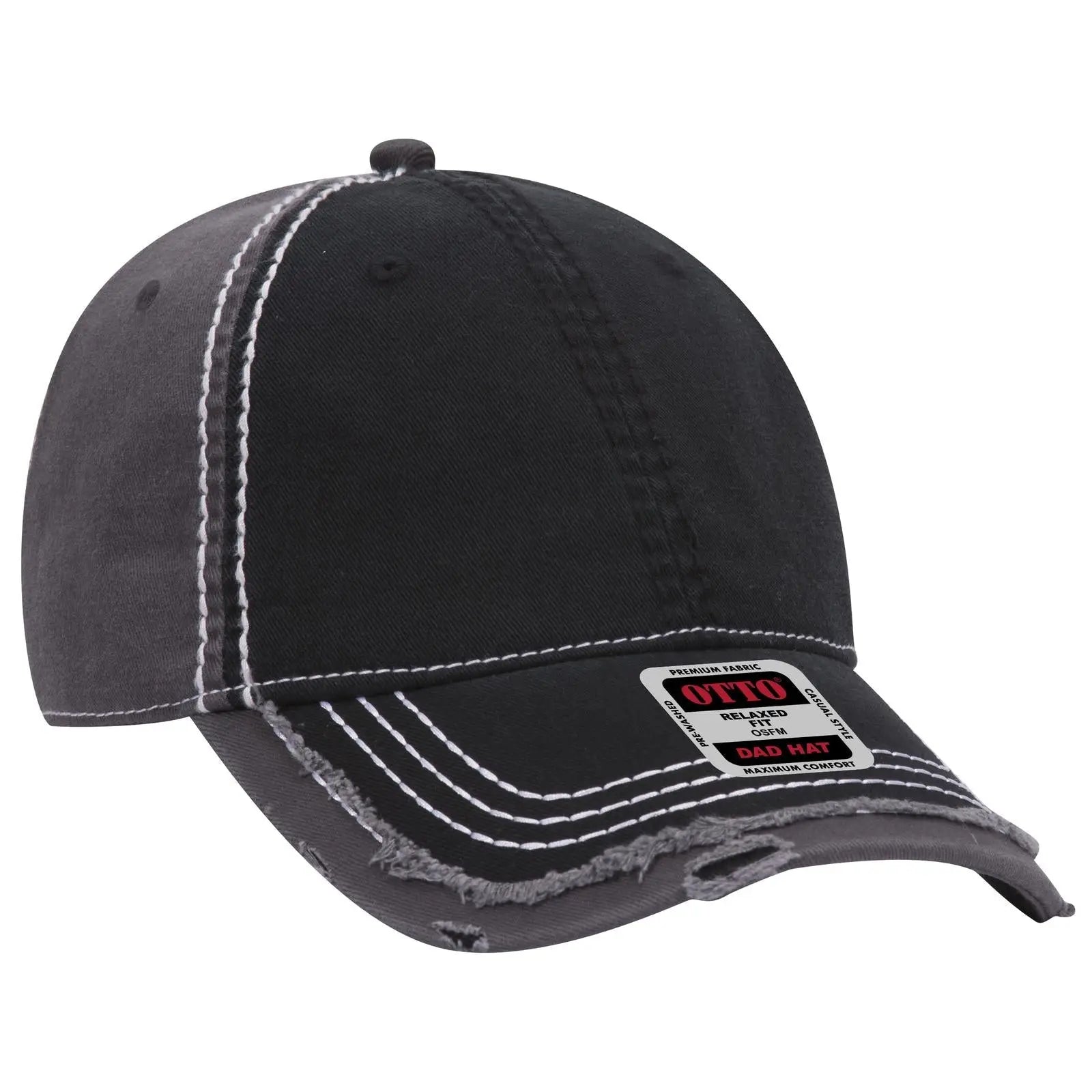 OTTO 149-1091 6 Panel Low Profile Dad Cap - Blk/Blk/Ch.Gry - Blk/Blk/Ch.Gry / 6 1/2’’ - 7 5/8’’