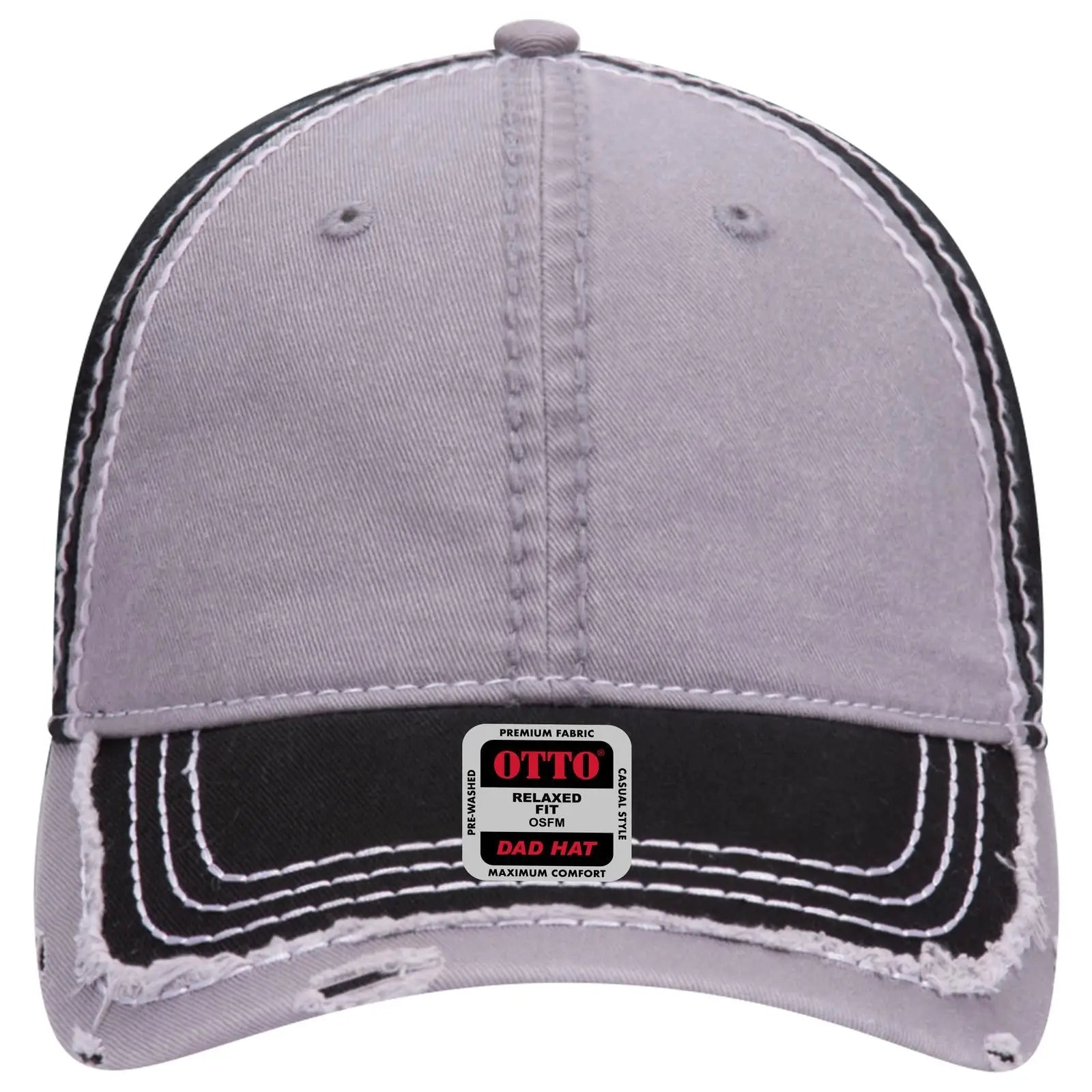 OTTO 149-1091 6 Panel Low Profile Dad Cap - Blk/Gry/Blk - Blk/Gry/Blk / 6 1/2’’ - 7 5/8’’