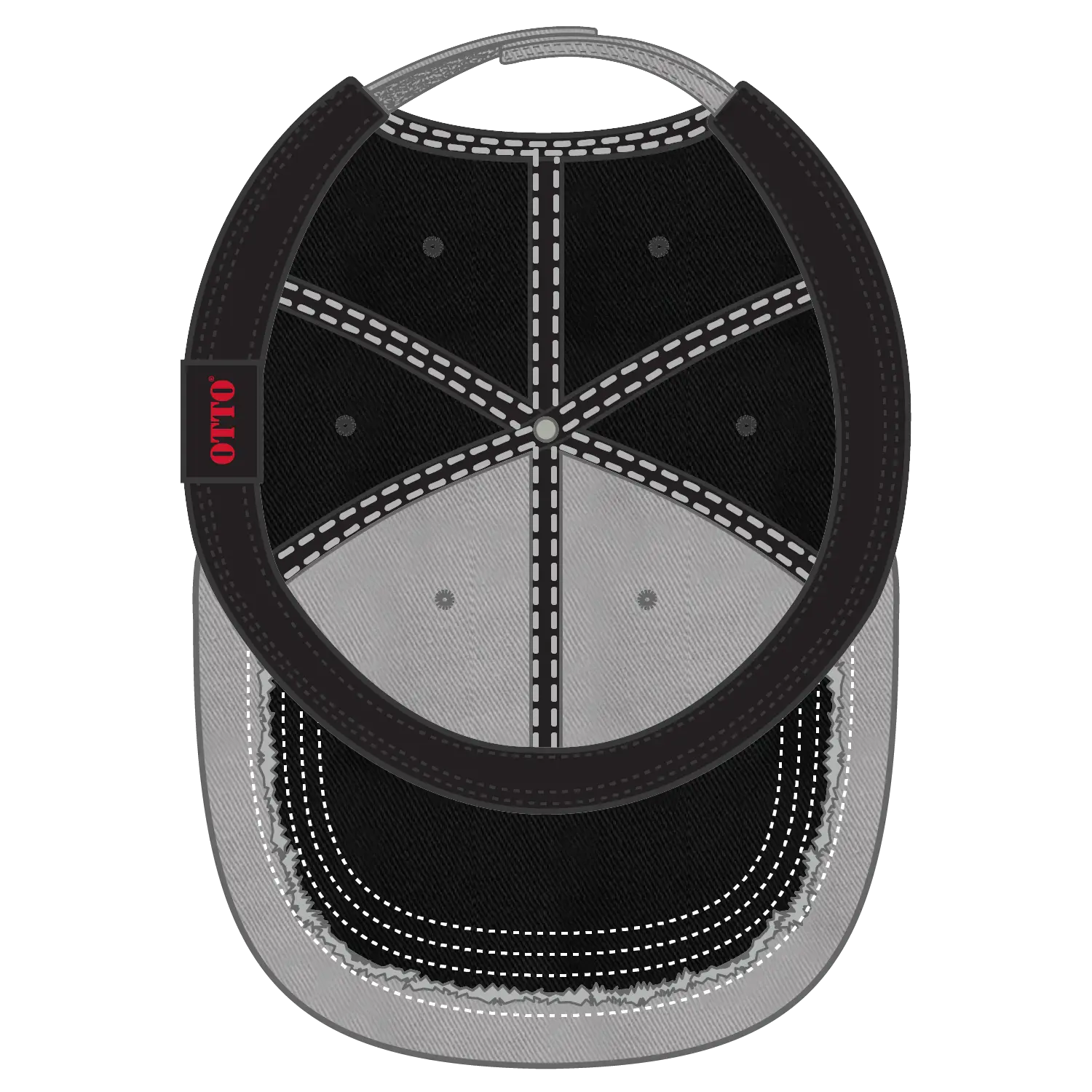 OTTO 149-1091 6 Panel Low Profile Dad Cap - Blk/Gry/Blk - Blk/Gry/Blk / 6 1/2’’ - 7 5/8’’
