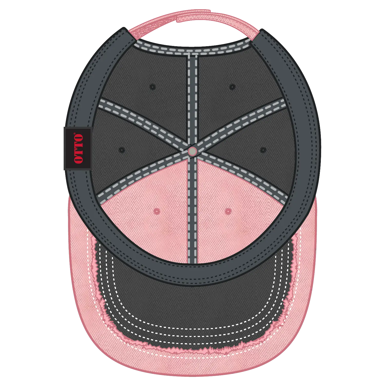 OTTO 149-1091 6 Panel Low Profile Dad Cap - Ch.Gry/Pnk/Ch.Gry - Ch.Gry/Pnk/Ch.Gry / 6 1/2’’ - 7 5/8’’