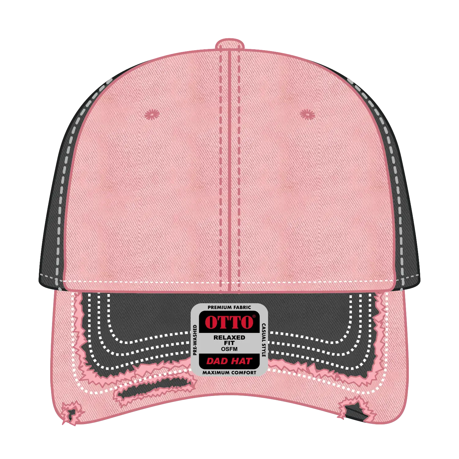 OTTO 149-1091 6 Panel Low Profile Dad Cap - Ch.Gry/Pnk/Ch.Gry - Ch.Gry/Pnk/Ch.Gry / 6 1/2’’ - 7 5/8’’