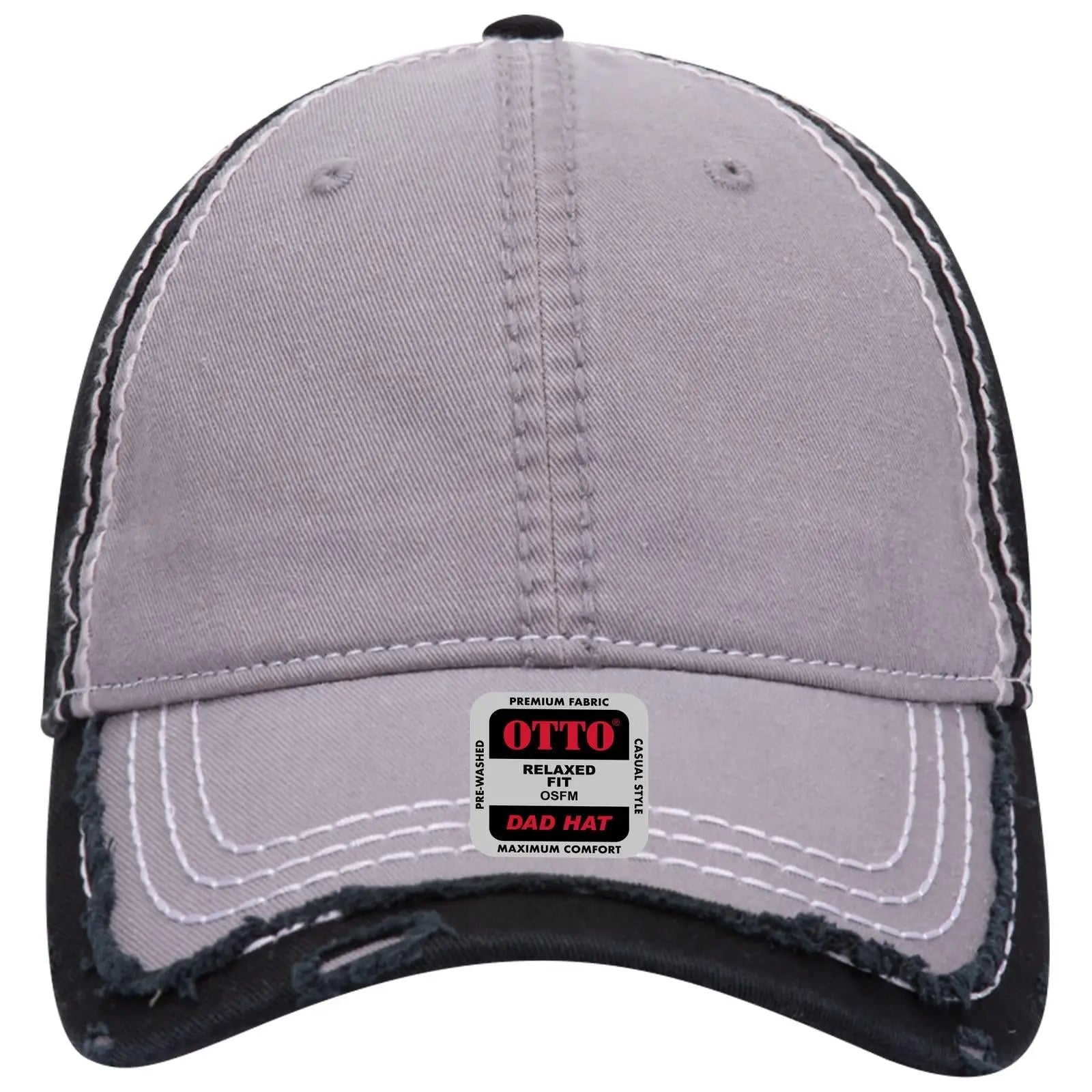OTTO 149-1091 6 Panel Low Profile Dad Cap - Gry/Gry/Blk - Gry/Gry/Blk / 6 1/2’’ - 7 5/8’’