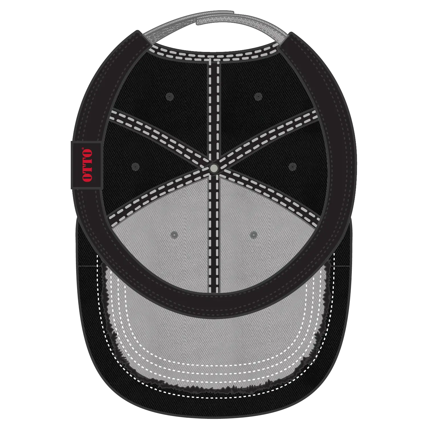 OTTO 149-1091 6 Panel Low Profile Dad Cap - Gry/Gry/Blk - Gry/Gry/Blk / 6 1/2’’ - 7 5/8’’