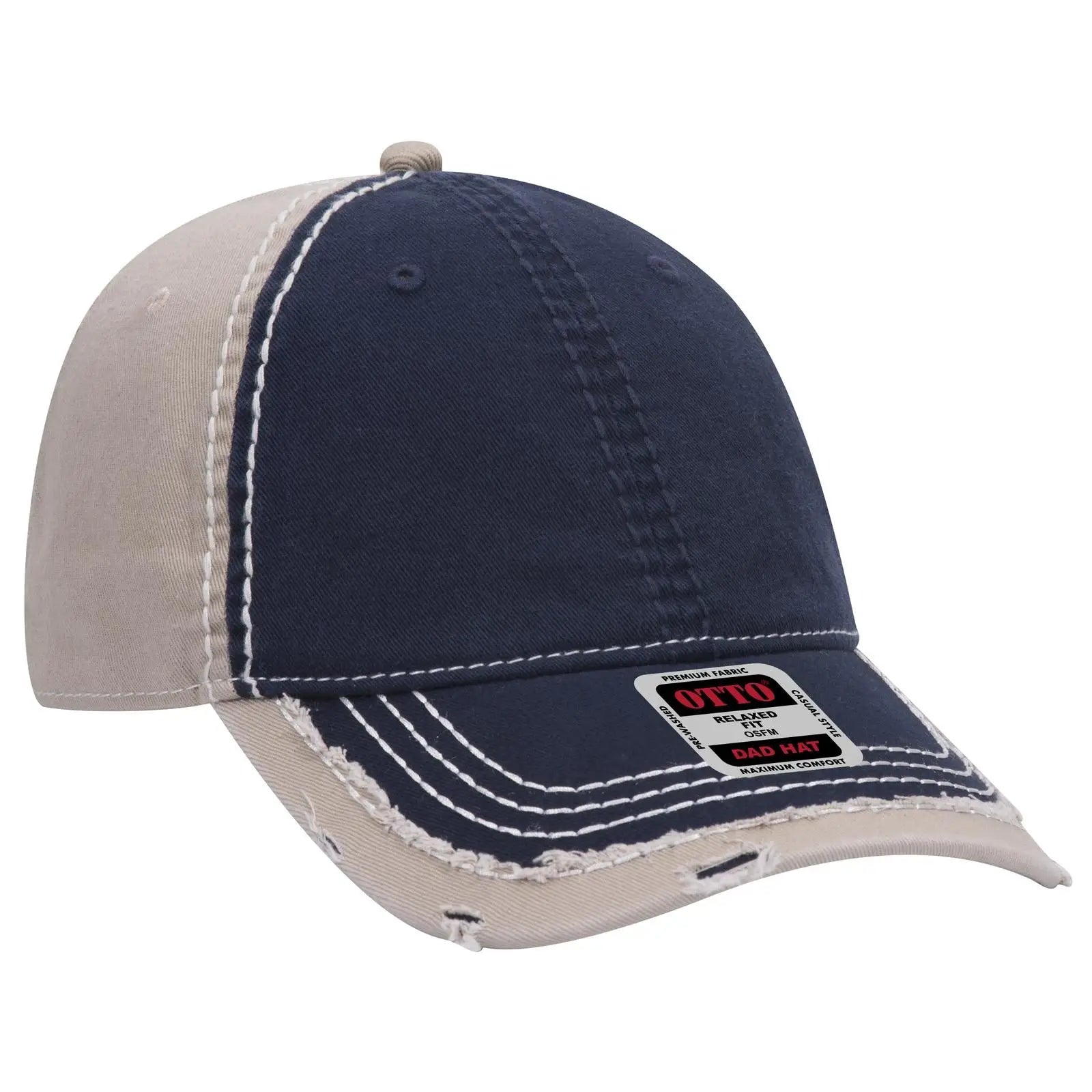 OTTO 149-1091 6 Panel Low Profile Dad Cap - Nvy/Nvy/Kha - Nvy/Nvy/Kha / 6 1/2’’ - 7 5/8’’