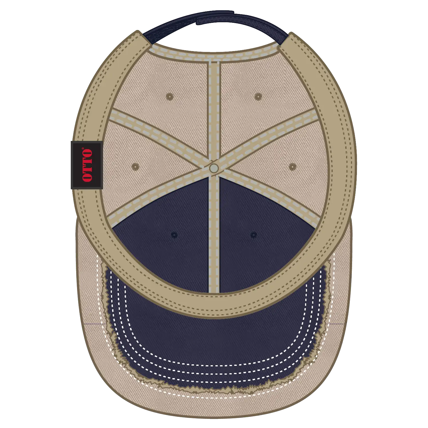OTTO 149-1091 6 Panel Low Profile Dad Cap - Nvy/Nvy/Kha - Nvy/Nvy/Kha / 6 1/2’’ - 7 5/8’’