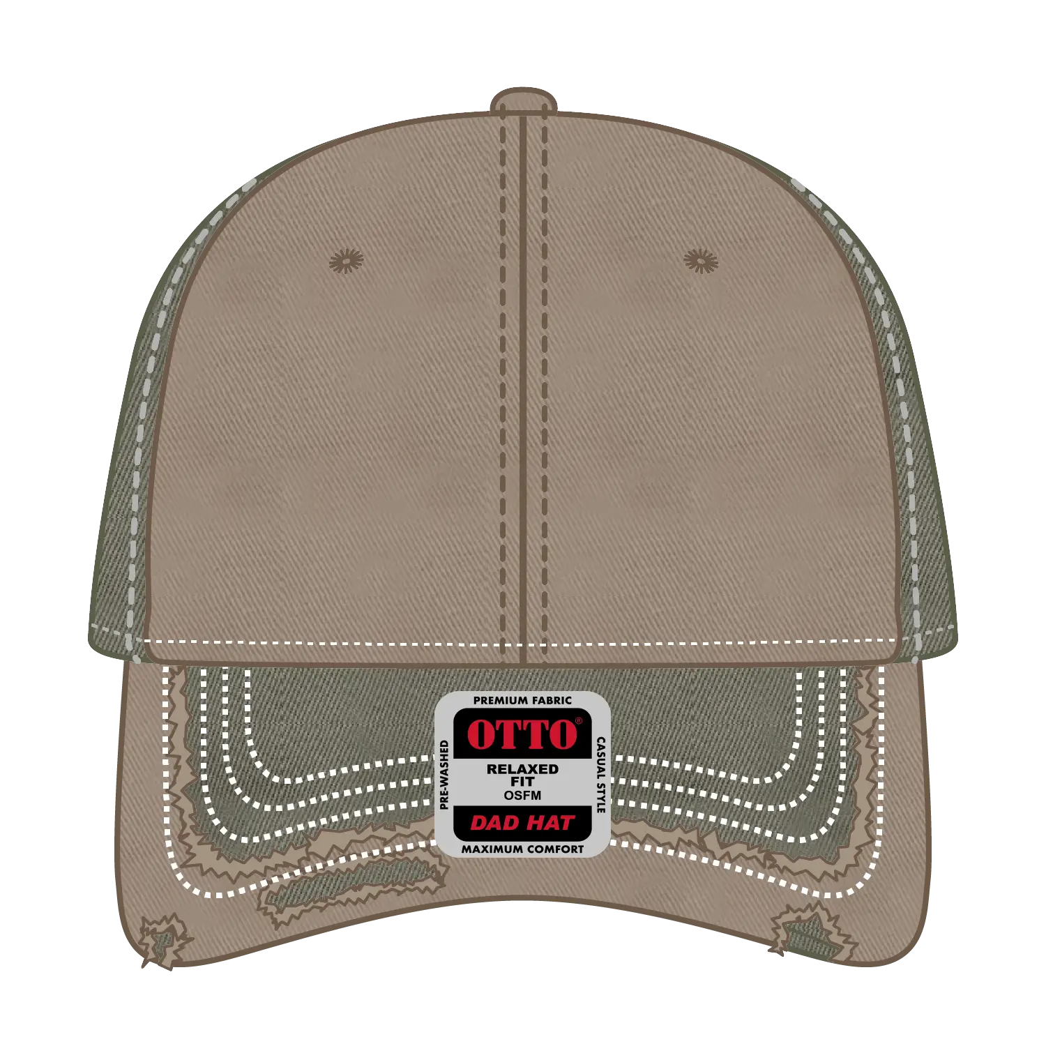 OTTO 149-1091 6 Panel Low Profile Dad Cap - Ol.Grn/Dk.Kha/Ol.Grn - Ol.Grn/Dk.Kha/Ol.Grn / 6 1/2’’ - 7 5/8’’