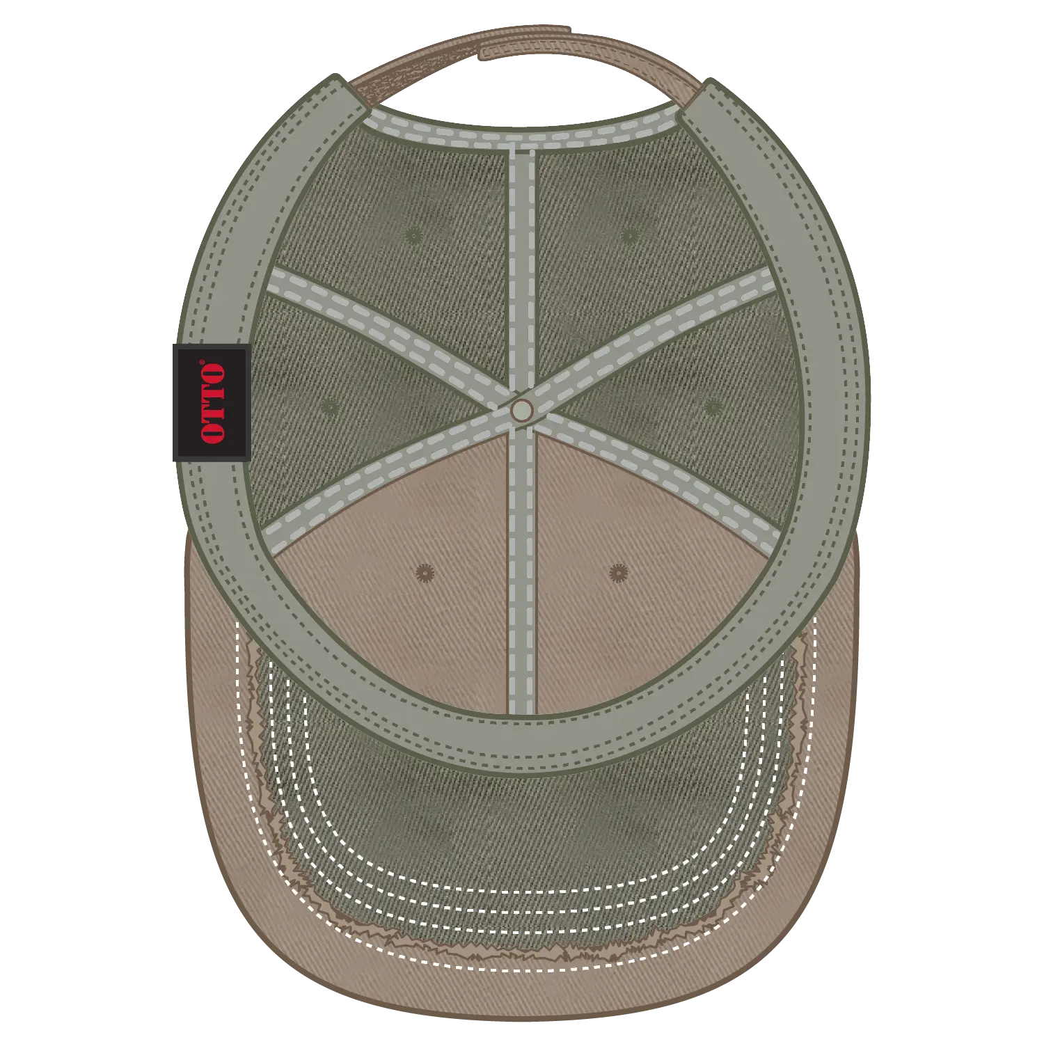 OTTO 149-1091 6 Panel Low Profile Dad Cap - Ol.Grn/Dk.Kha/Ol.Grn - Ol.Grn/Dk.Kha/Ol.Grn / 6 1/2’’ - 7 5/8’’