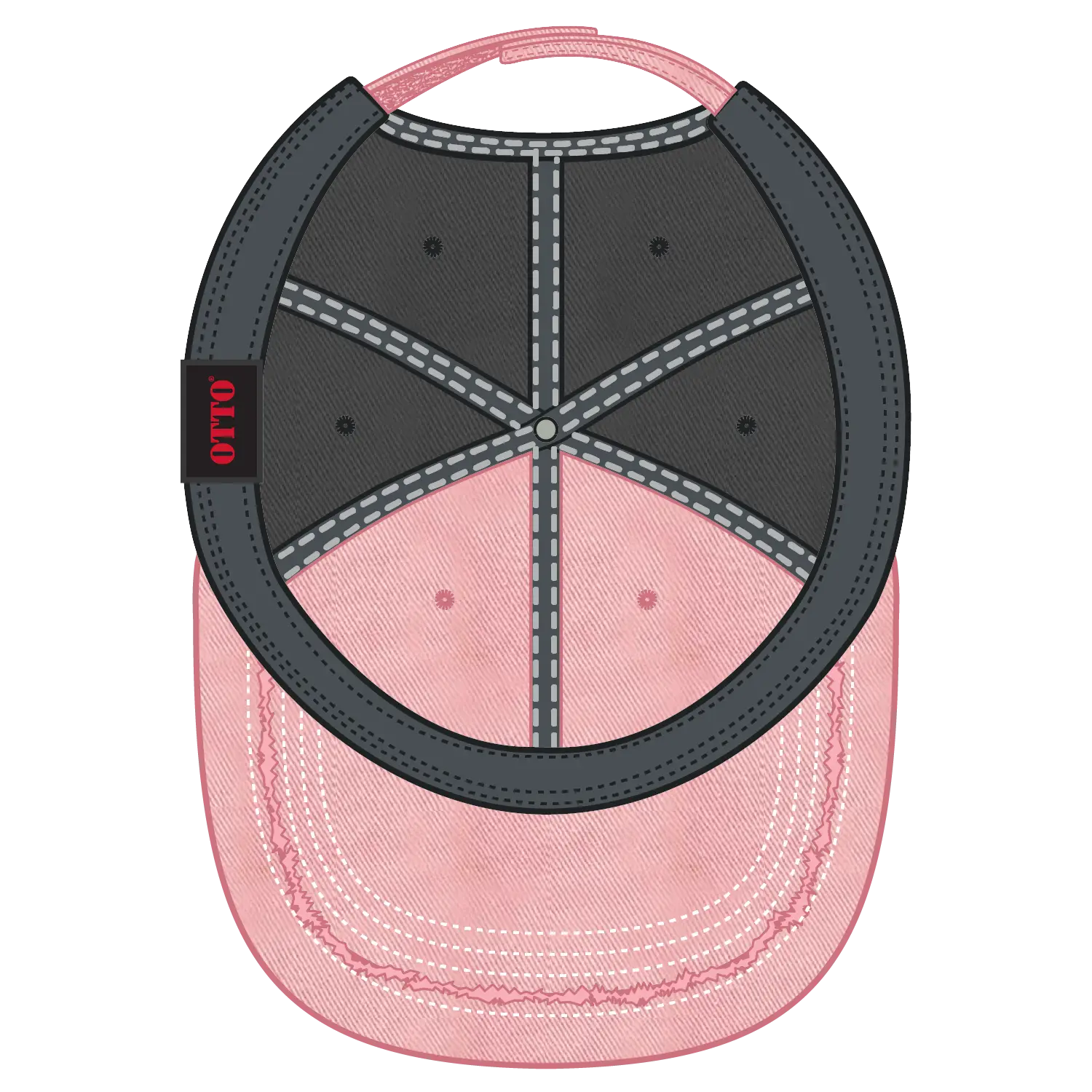 OTTO 149-1091 6 Panel Low Profile Dad Cap - Pnk/Pnk/Ch.Gry - Pnk/Pnk/Ch.Gry / 6 1/2’’ - 7 5/8’’