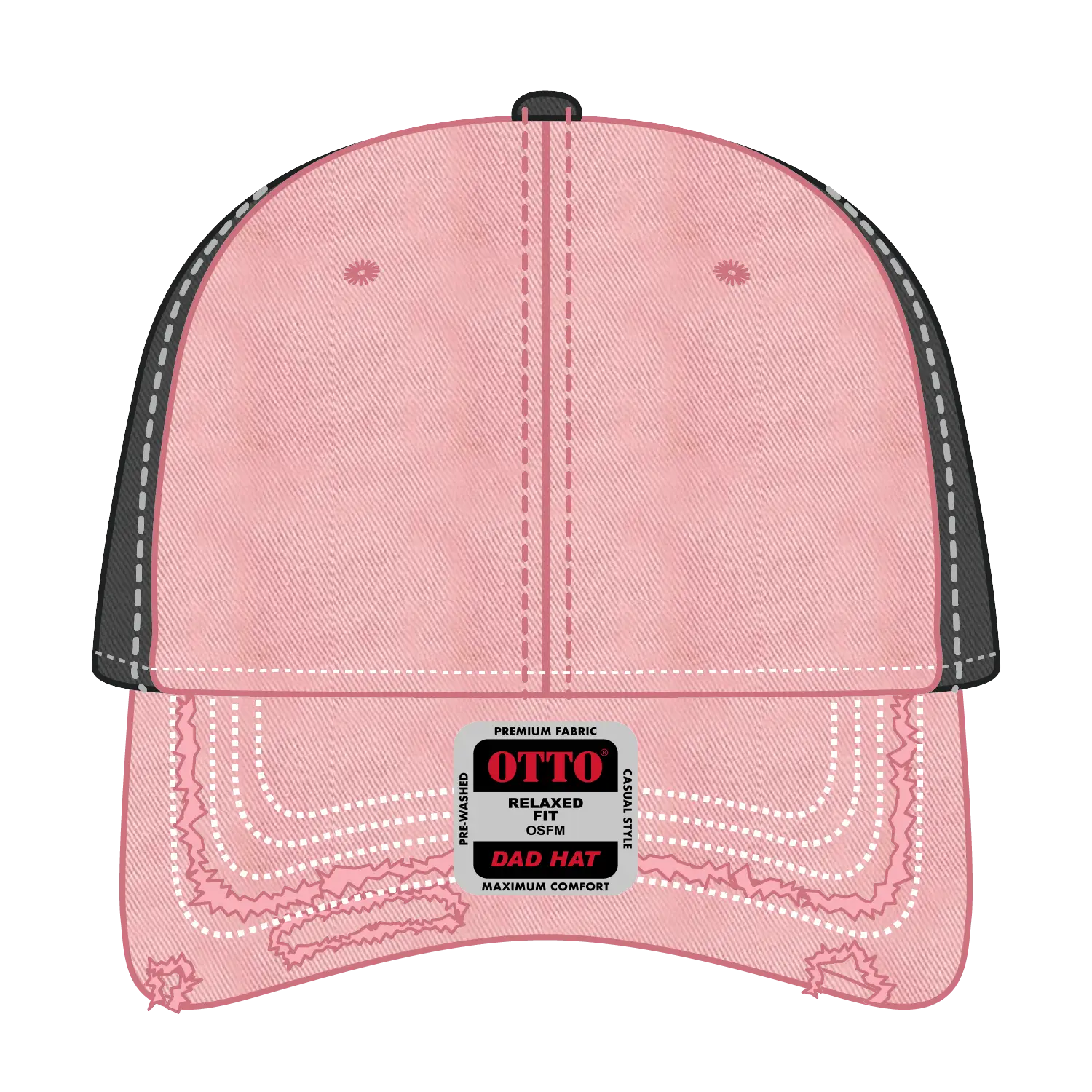 OTTO 149-1091 6 Panel Low Profile Dad Cap - Pnk/Pnk/Ch.Gry - Pnk/Pnk/Ch.Gry / 6 1/2’’ - 7 5/8’’