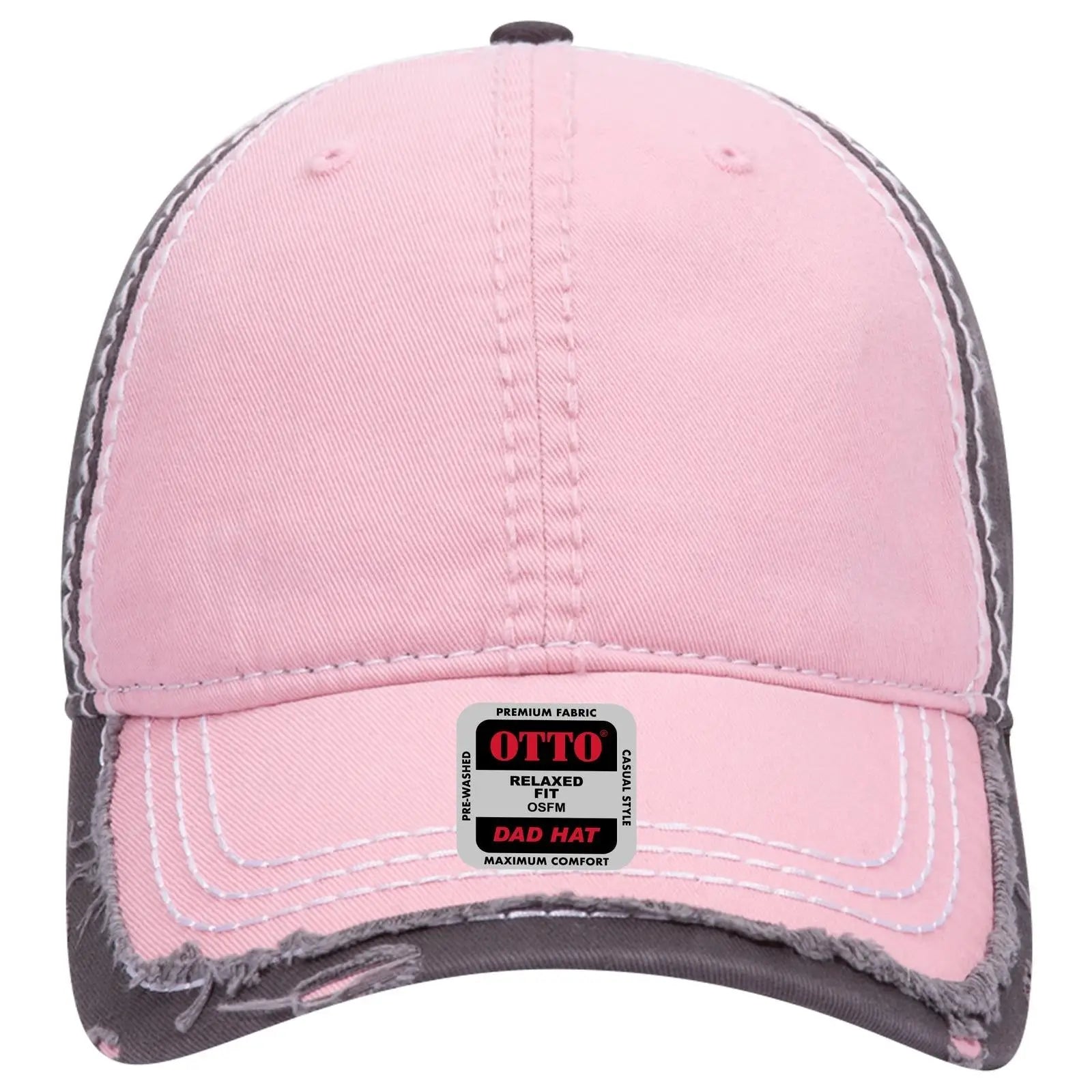 OTTO 149-1091 6 Panel Low Profile Dad Cap - Pnk/Pnk/Ch.Gry - Pnk/Pnk/Ch.Gry / 6 1/2’’ - 7 5/8’’