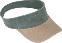 OTTO 15-280 Washed Pigment Dyed Cotton Twill 8 Rows Stitching Sun Visors - Khaki Dark Green - Khaki Forest / One Size