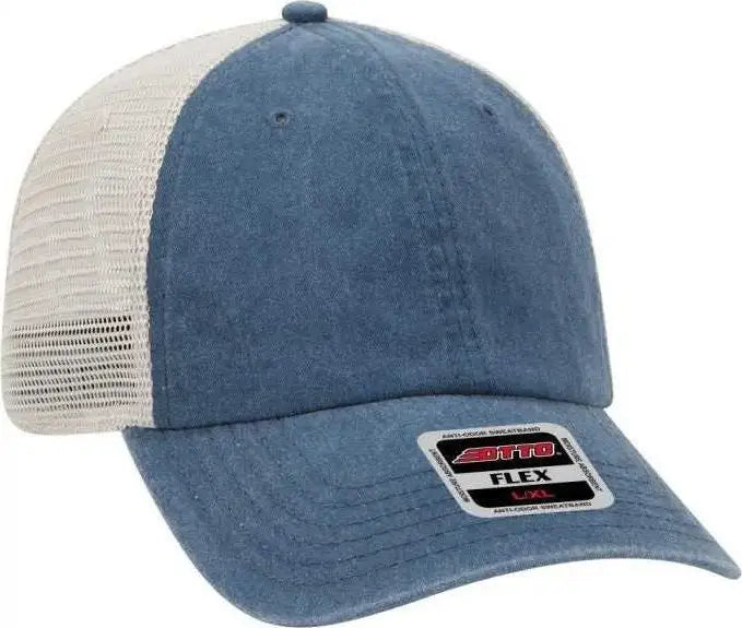 OTTO 15-280 Washed Pigment Dyed Cotton Twill 8 Rows Stitching Sun Visors - Khaki Navy - Khaki Navy / One Size Fits Most