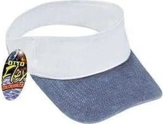 OTTO 15-280 Washed Pigment Dyed Cotton Twill 8 Rows Stitching Sun Visors - Navy White - Navy White / One Size Fits Most