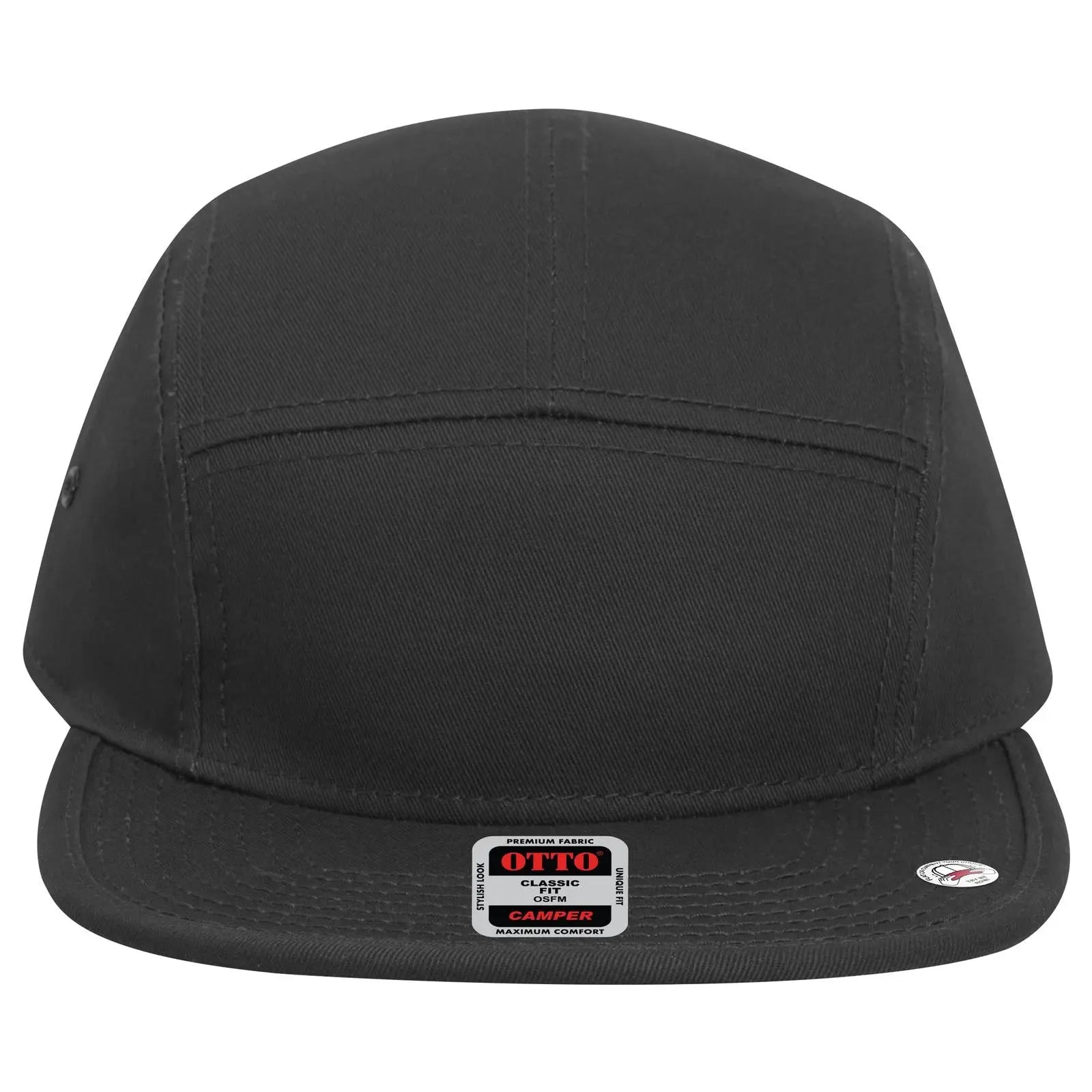 OTTO 151-1098 5 Panel Camper Cap - Black - Black / 6 1/2’’ - 7 5/8’’