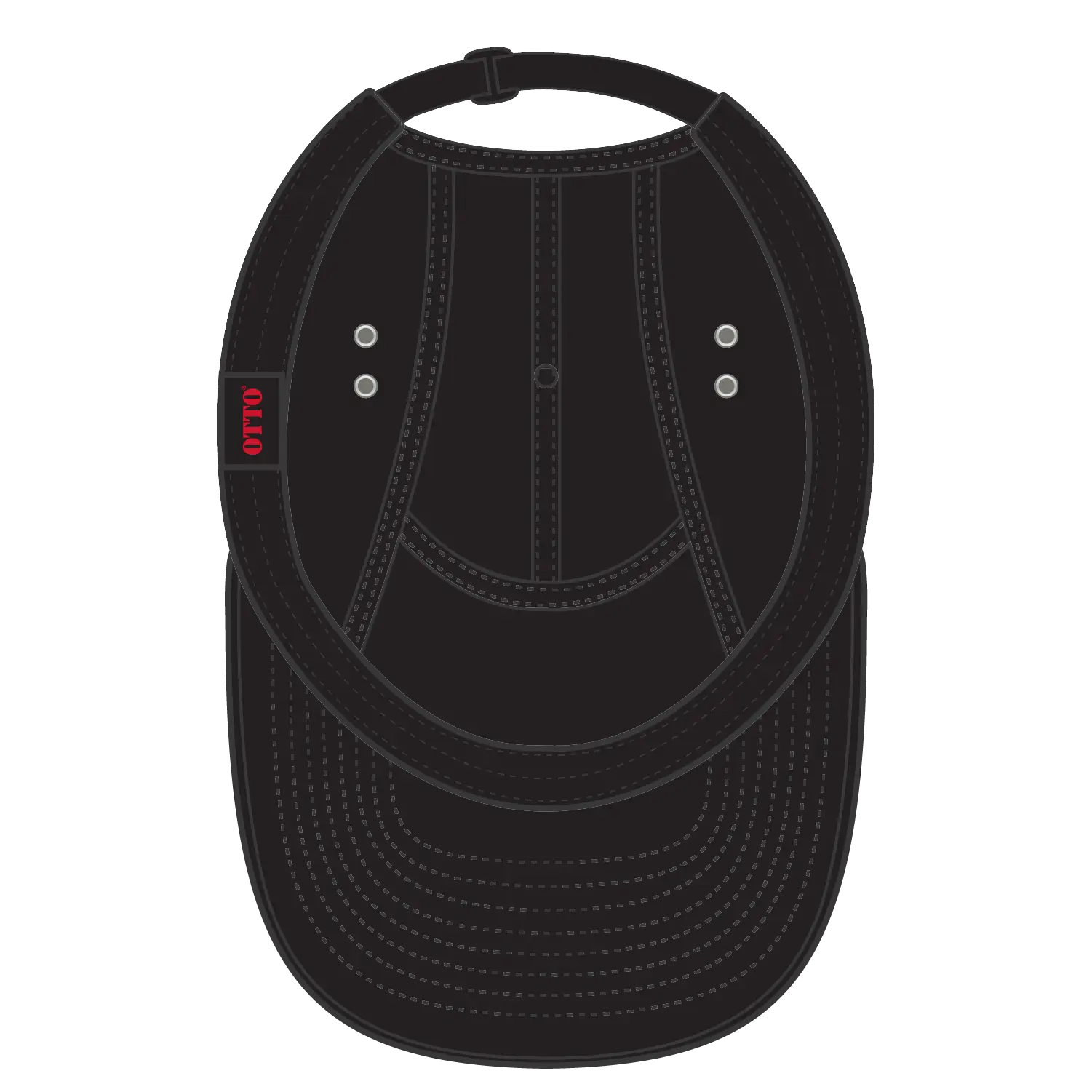 OTTO 151-1098 5 Panel Camper Cap - Black - Black / 6 1/2’’ - 7 5/8’’