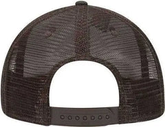 OTTO 153-1120 OTTO Snap Camouflage 6 Panel Mid Profile Mesh Back Trucker Snapback Cap - Dark Green Brown Dark Brown