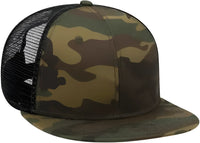 OTTO 153-1120 OTTO Snap Camouflage 6 Panel Mid Profile Mesh Back Trucker Snapback Cap - Dark Green Brown Black - Forest