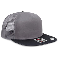 OTTO 154-1124 ’OTTO Snap’ 5 Panel Pro Style Mesh Back Trucker Snapback Cap - Blk/Ch.Gry/Ch.Gry - Blk/Ch.Gry/Ch.Gry / 6
