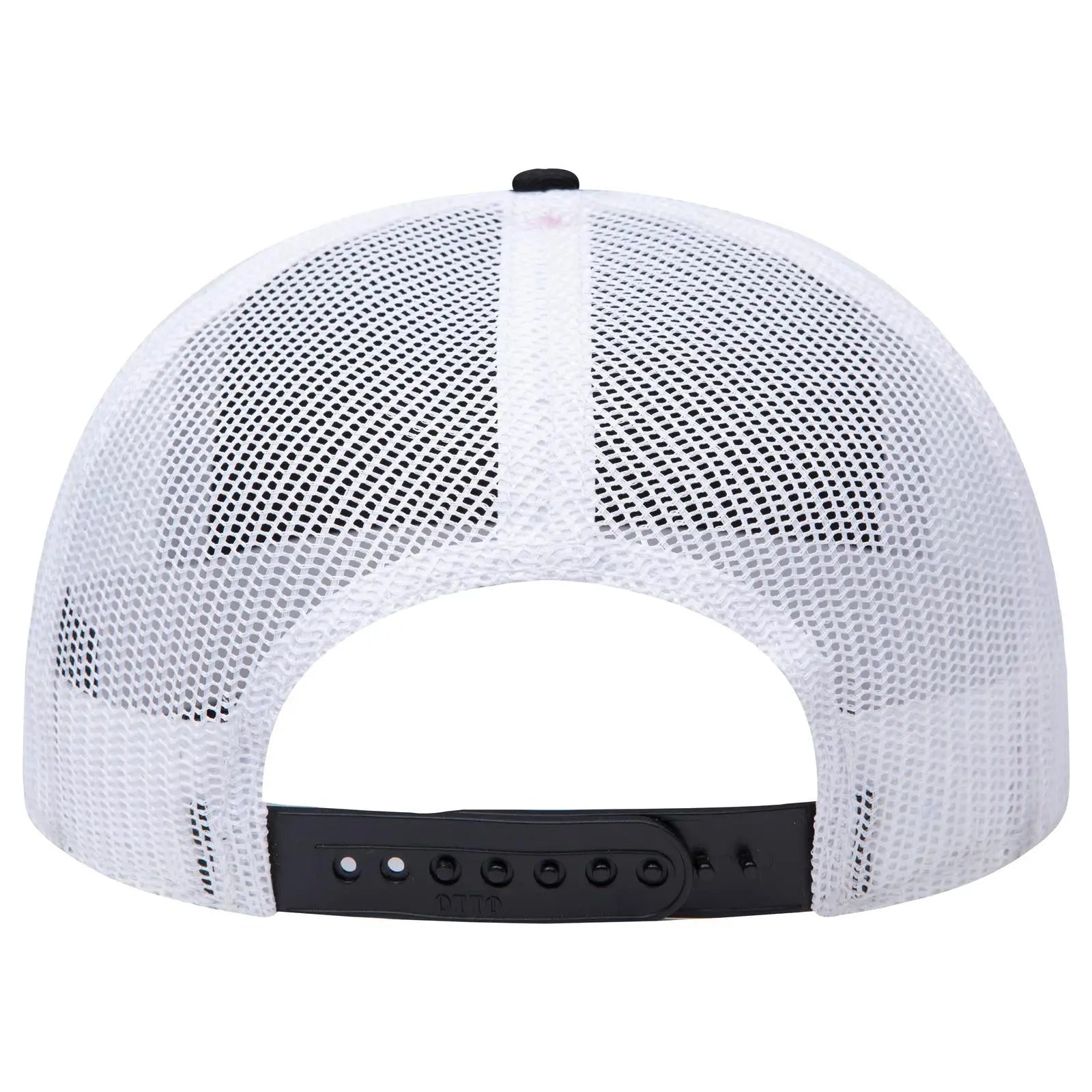 OTTO 154-1124 ’OTTO Snap’ 5 Panel Pro Style Mesh Back Trucker Snapback Cap - Blk/Blk/Wht - Blk/Blk/Wht / 6 1/2’’ - 7