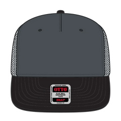OTTO 154-1124 ’OTTO Snap’ 5 Panel Pro Style Mesh Back Trucker Snapback Cap - Blk/Ch.Gry/Ch.Gry - Blk/Ch.Gry/Ch.Gry / 6