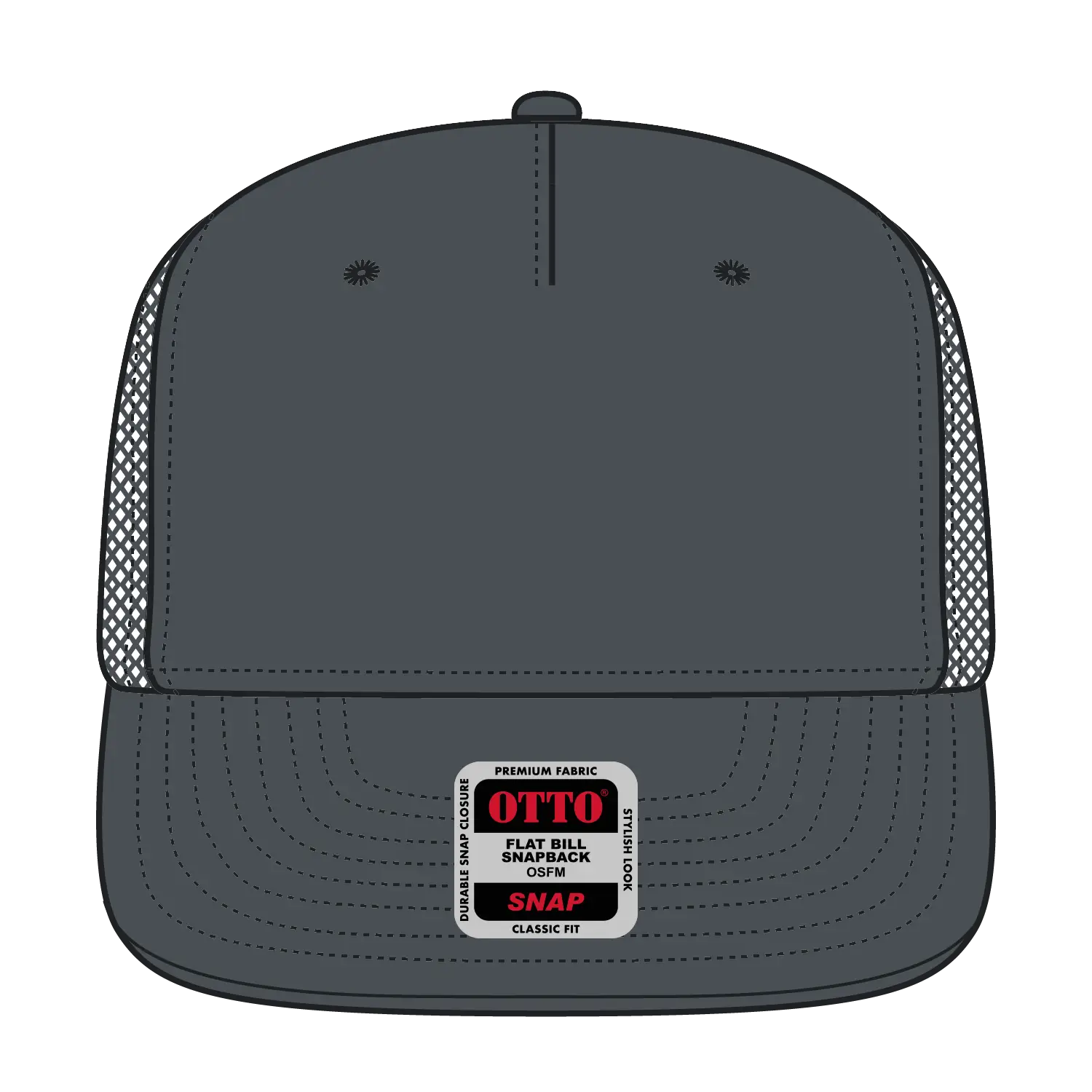 OTTO 154-1124 ’OTTO Snap’ 5 Panel Pro Style Mesh Back Trucker Snapback Cap - Char. Gray - Char. Gray / 6 1/2’’ - 7 5/8’’