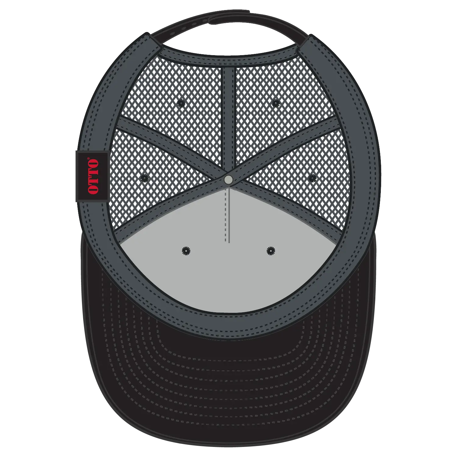 OTTO 154-1124 ’OTTO Snap’ 5 Panel Pro Style Mesh Back Trucker Snapback Cap - Blk/Ch.Gry/Ch.Gry - Blk/Ch.Gry/Ch.Gry / 6