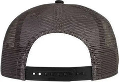 OTTO 154-1124 Superior Cotton Twill Round Flat Visor 5 Panel Pro Style Mesh Back Trucker Snapback Hat - Black Black