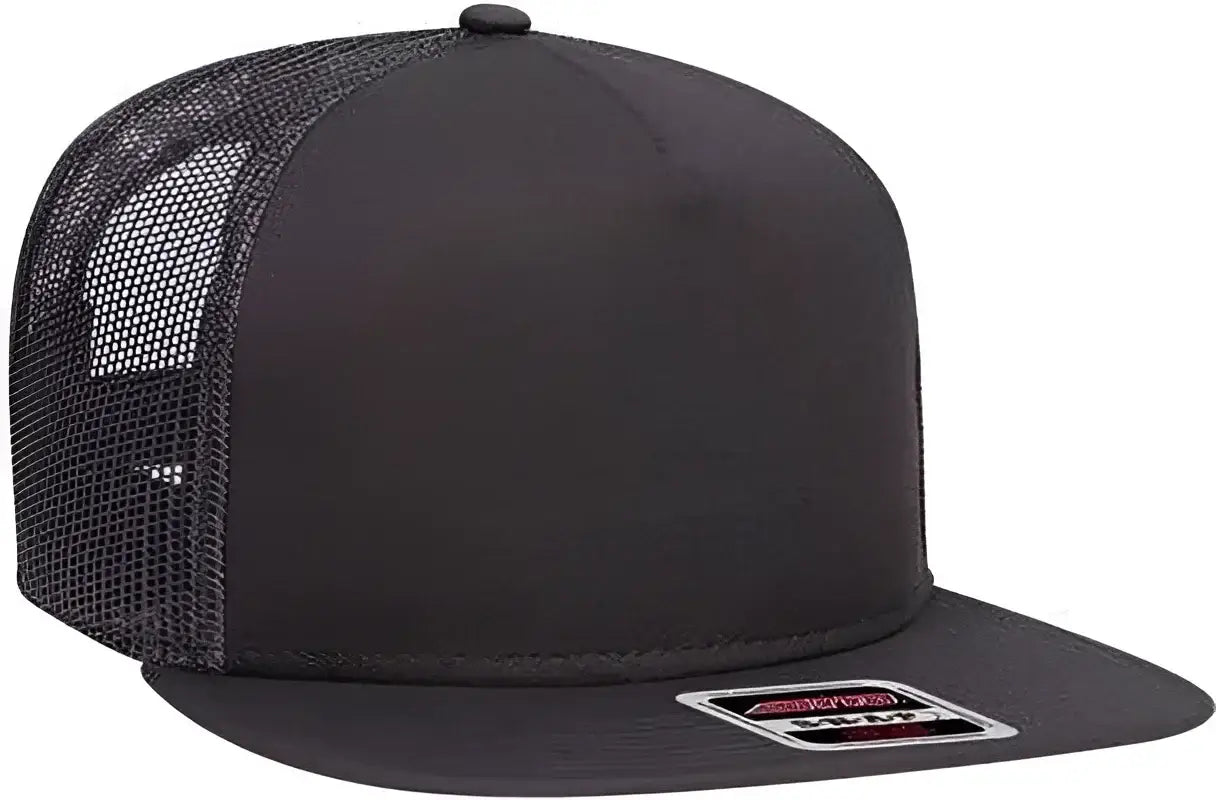 OTTO 154-1124 Superior Cotton Twill Round Flat Visor 5 Panel Pro Style Mesh Back Trucker Snapback Hat - Charcoal Gray