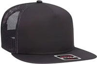 OTTO 154-1124 Superior Cotton Twill Round Flat Visor 5 Panel Pro Style Mesh Back Trucker Snapback Hat - Charcoal Gray