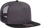 OTTO 154-1124 Superior Cotton Twill Round Flat Visor 5 Panel Pro Style Mesh Back Trucker Snapback Hat - Black Charcoal
