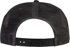OTTO 154-1124 Superior Cotton Twill Round Flat Visor 5 Panel Pro Style Mesh Back Trucker Snapback Hat - Black Charcoal